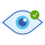 icon of blue eye with green check tick